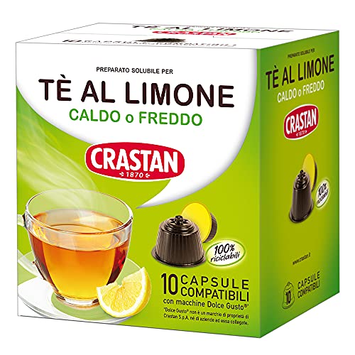 Crastan Capsule Compatibili Dolce Gusto - Tè Al limone - Astuccio Contenente 10 Capsule, Limone