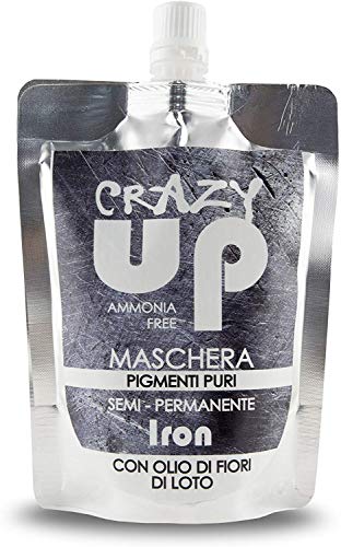 Crazy Up Maschera Colorante Senza Ammoniaca Semipermanente per Capelli - 200 ml (Iron)