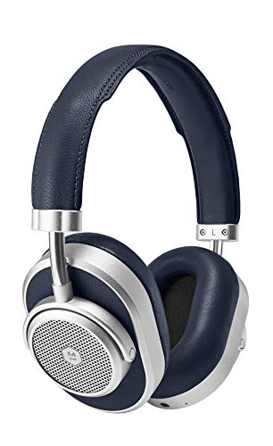 Cuffie over-ear wireless MW65 con tecnologia ANC, cuffie Bluetooth noise cancelling pieghevoli - Argento Blu marino