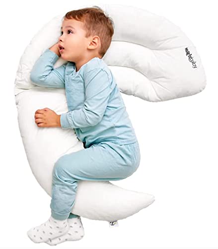 Cuscino per neonati e bambini da 1-2-3-4-5 anni in cotone biologico extra morbido antiacaro anallergico lavabile antistress Relax Descanso Dormire di schiena, lato e abbracciato STARLITBABY 