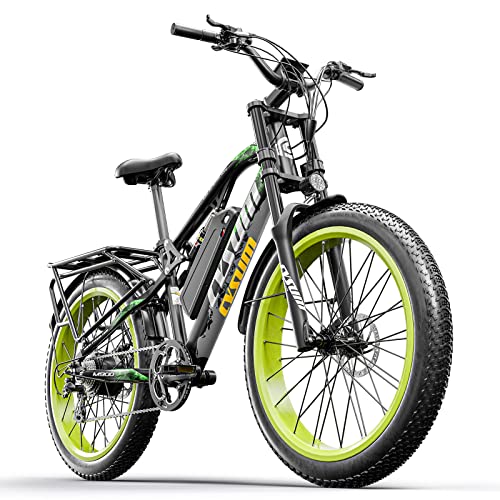 cysum M900 Bici elettriche da uomo, Fat Tire 26 pollici E-Bike, Mountain Bike con batteria Li-Removable 48V 17Ah E-Bike, (verde- Aggiornato)