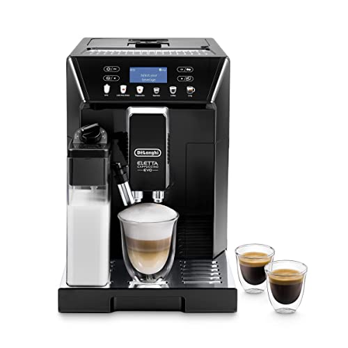 De Longhi Eletta Evo ECAM 46.860.B macchina da caffè automatica, con sistema lattecrema, cappuccino ed espresso premendo un pulsante, display LCD e tasti sensori, colore nero