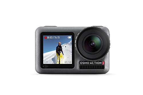 DJI Osmo Action Cam, Camera Digitale con Doppio Display, Fino a 11 m, Resistente all Acqua, Foto e Video in 4K HDR, 12MP, 145° Camera Angolare, Nero