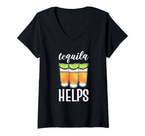 Donna Tequila aiuta la grafica divertente per gli amanti della tequila e della Margarita Maglietta con Collo a V