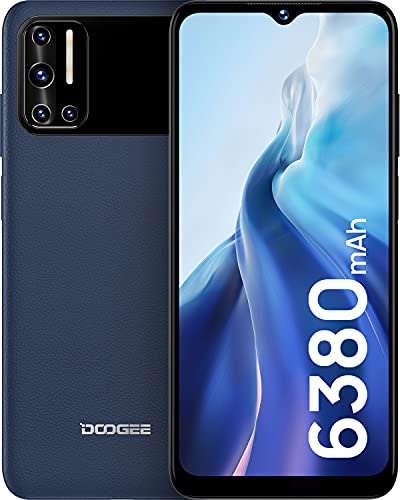 DOOGEE N40 Pro Smartphone 2021, Batteria 6380mAh, 6GB + 128GB Helio P60 Octa-Core, 9.9mm Finitura Classica in Pelle Telefoni Cellulari, Fotocamera AI da 20MP, 6.52 Pollici, Dual Sim Android 11, Blu