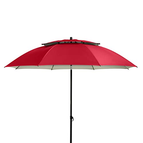 Doppler - Ombrellone, 200 cm, ombrellone stabile da spiaggia, a prova di vento, ombrellone da spiaggia, pieghevole, impermeabile, rosso