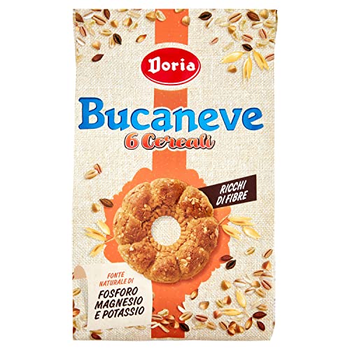 Doria - Bucaneve 6 Cereali, Biscotti Ricchi di Fibre - Ideali per la tua Colazione o Spuntino - Confezione da 300 gr