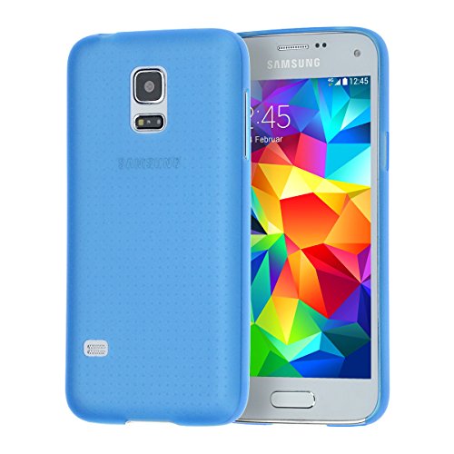 doupi UltraSlim Custodia per Samsung Galaxy S5 Mini, Satinato fine Piuma Facile Mat Semi Trasparente Cover, Blue
