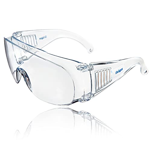 Dräger occhiali prottettivi X-pect 8110 | Sovra occhiali anche per portatori di occhiali | Protezione antipolvere, antiappannamento, antigraffio e anti-spruzzo | Leggeri, comodi e trasparenti |1 pz.