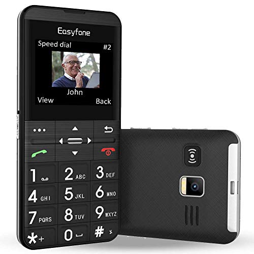 Easyfone Prime-A7 Telefono Cellulare per Anziani, Tasto SOS mit GPS, Batteria di grande 1500 mAh con base di ricarica (Nero, GSM)