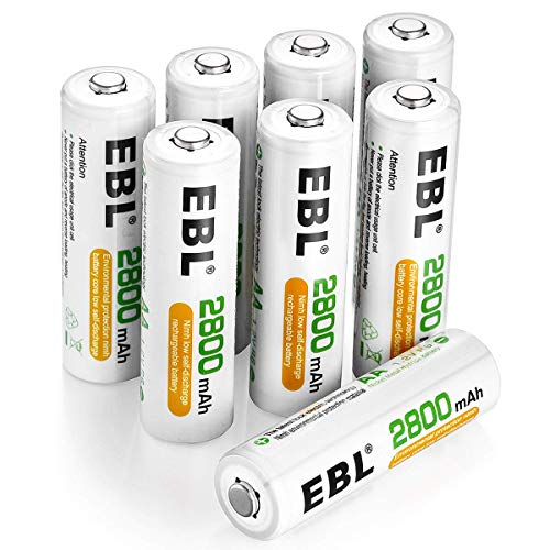 EBL 1.2V AA Batterie Ricaricabili con 1200 Tech, Pile Ricaricabili da 2800mAh Ni-MH con Comodo Astuccio, Confezione da 8 pezzi