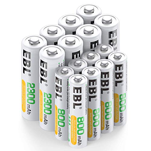 EBL 16pcs 1.2V AA AAA Ni-MH Batterie Ricaricabili Combinate, Confez...
