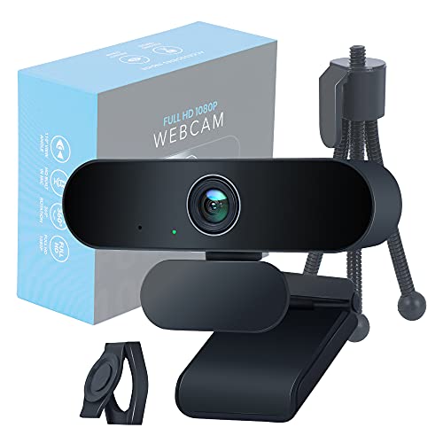EVOCUS Webcam Pc con Microfono, Web Camera per Pc Usb con Treppiede per Telecamera Pc e Copri Webcam Gaming Inclusi, Webcam per Pc 1080p Full Hd Premium