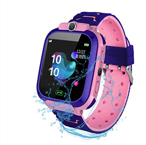 F-FISH Smart Watch Phone per Bambini IP67 Impermeabile,Orologio Smart Phone LBS Anti-perso con Chat Vocale, Sveglia SOS per il Gioco di Matematica Studente Smart Watch,Regalo Ragazzo e Ragazza (Rosa)