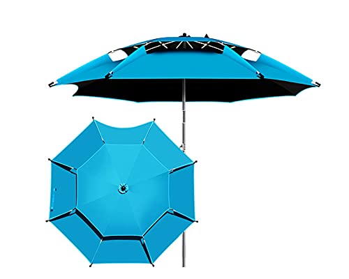 F-XW Ombrellone da Spiaggia Robusto per la Pesca, ombrellone da Spiaggia in Alluminio Antivento con 16 Stecche, con Ancoraggio per Sabbia e Sacca (Size : 220cm)