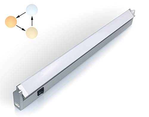 Faretto Luce Elettrica LED Sottopensile da 10.5W 650LM 3 Temperatura di Colore Regolabili con Interruttore Montaggio a Parete Lampada Girevole per Illuminazione Interna