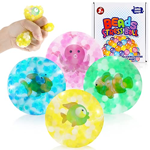 Fidget - Confezione da 4 palline per acqua squishy, per bambini e adulti, palline da spremere per bambini e bambini, per alleviare lo stress sensoriale e per autismo esigenze speciali ADHD