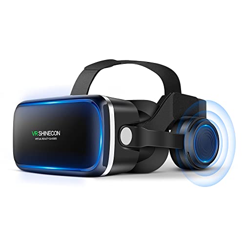 FIYAPOO Occhiali VR con cuffie, per realtà virtuale, 3D, per film 3D, videogiochi, compatibili con smartphone Android da 4,7 – 6,6 pollici