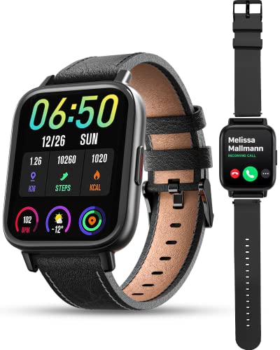 FMK Smartwatch Uomo con Funzione Telefono Orologio Intelligente Promemoria Messaggi Fitness Tracker 1.7  HD Touchscreen Impermeabile Orologio con Cardiofrequenzimetro per Android iOS, Nero