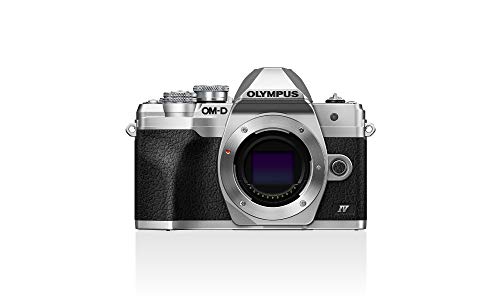 Fotocamera Olympus OM-D E-M10 Mark IV con sistema Micro Quattro Terzi Olympus, sensore da 20 MP, schermo LCD per selfie, mirino elettronico, video 4K, potente messa a fuoco automatica, Wi-Fi, argento