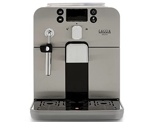 Gaggia RI9305 11 Brera - Macchina da Caffè Automatica, per Espresso e Cappuccino, Caffè in Grani o Macinato, 1400 W, Argento Nero