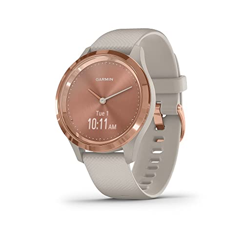 Garmin Vivomove 3S Smartwatch ibrido con lancette dell orologio reali e display touchscreen nascosto, silicone sabbia chiaro con hardware oro rosa 39 mm