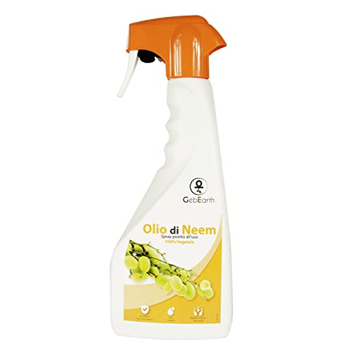 GebEarth - Olio di neem per piante Spray, 100% Naturale e pronto all’ uso, protezione da insetti, parassiti, funghi, acari, zanzare, ragnetto rosso e cocciniglia [Spray 500ML]