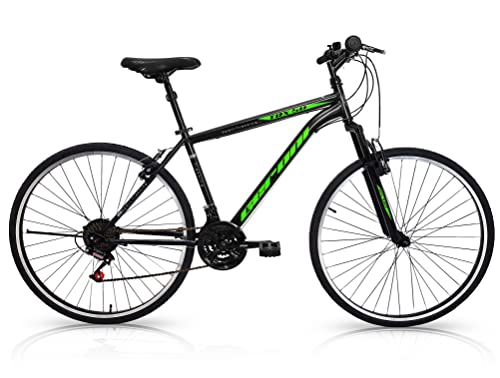 Geroni TRX 50 Bicicletta da città City Bike bici 28   pollici CTB Uomo Nera Sport Trekking cambio 21V Velocità (Verde)