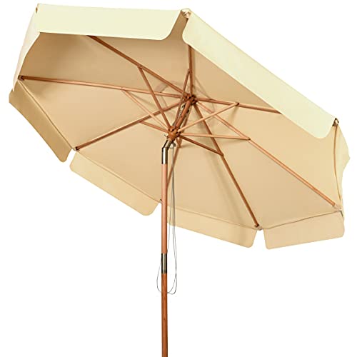 GIANTEX 3 M Ombrelloni da Esterno, 2 in 1 Inclinabile e Richiudibile, a 8 Stecche, Palo di 48 mm, con Tendaggio Parasole per Pioggia e Sole, 2 Colori Disponibili