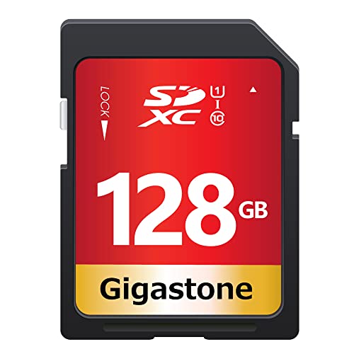 Gigastone Scheda SD 128 GB, Scheda di Memoria SDXC, Velocità di Lettura Fino a 80 MB sec, Classe 10 U1 UHS-I, Specialmente per Fotocamere Videocamera Telecamera PC