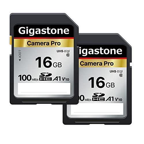 Gigastone Scheda SD 16 GB, Set da 2, 4K Camera Pro, V10, Scheda Memoria SDHC 16GB, Velocità fino a 100MB s. Compatibile con Canon Nikon Sony Camcorder, V10 UHS-I Classe 10 per video 4K UHD
