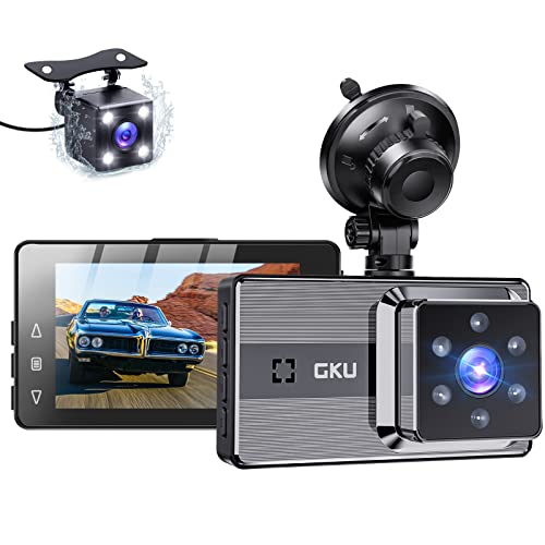 GKU Dash Cam Telecamera Auto 1080P Telecamera Per Auto 3 Pollici 170° Wide con Sensore Movimento, Sensore Parcheggio , HDR, G-Sensor, Registrazione in Loop, Rilevatore Di Movimento