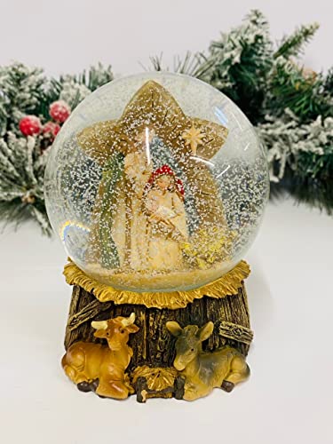 Globo di neve grande 13 cm presepe di Natale della famiglia sacra palla d acqua Manger Scene