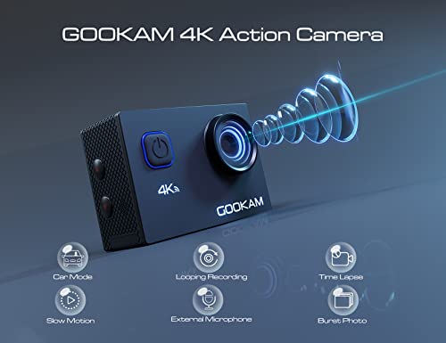GOOKAM 4K Action Cam 20MP WIFI Telecomando Fotocamera Subacquea Imp...