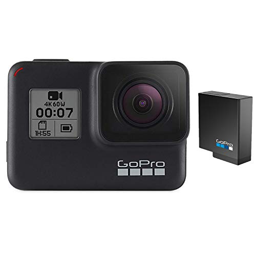GoPro HERO7 Nero + Batteria Extra – E-Commerce Packaging – Impermeabile fotocamera digitale azione con Touch Screen 4K HD Video 12MP Foto Live Streaming Stabilizzazione