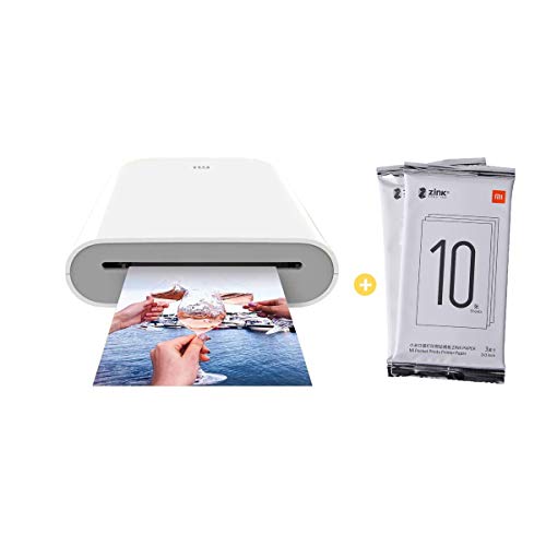 Guijiyi per Xiaomi Stampante Portatile, AR video Printing, Bluetooth 5.0, w ZINK Tecnologia Zero Ink Printing, Photo Printer 300DPI Mini tasca fotografica