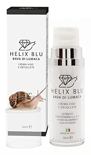 Helix blu Crema Viso Bava di Lumaca con Acido Ialuronico, Vitamina C, A, E, F - Antirughe e Brufoli