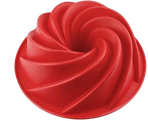 HelpCuisine Stampo in silicone per Torte Tortiera silicone a spirale, stampo realizzato in silicone privo di BPA ed Approvato dalla FDA, Termoresistente fino a 240°, (24 cm colore rosso)
