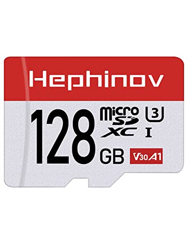 Hephinov Scheda Micro SD fino a 100 30 MB sec(R W), 128GB Scheda di Memoria microSDXC A1, U3, C10, V30, 4K, Micro SD Card per Telefono, Videocamera, Switch, Gopro, Tablet