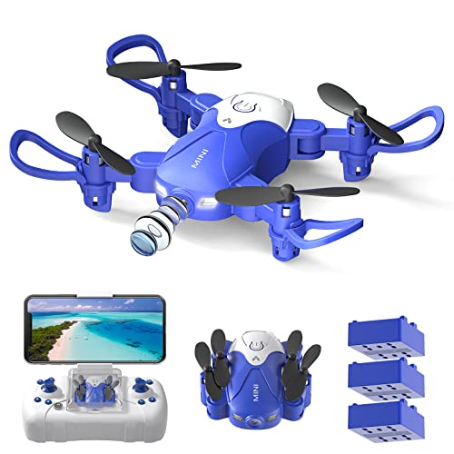 Hilldow Mini Drone per Bambini con Telecamera, Drone Giocattolo Economico per Bambini e Principianti con 3 Batterie, Quadricottero RC con Modalità Senza Testa, 3D Flip, Avvio  Atterraggio