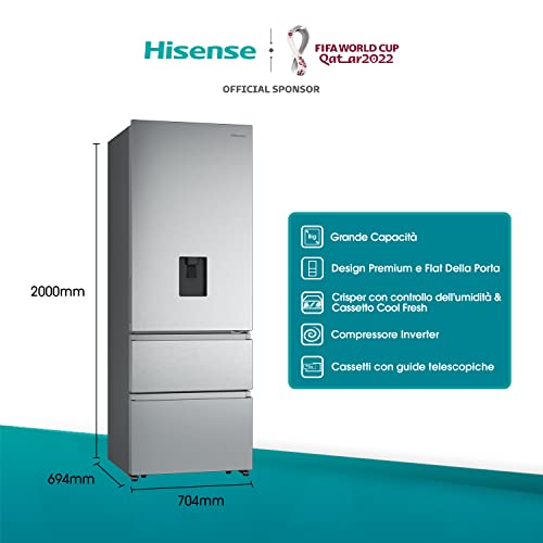 Hisense RT641N4WIE Frigorifero Combinato con due cassetti freezer s...