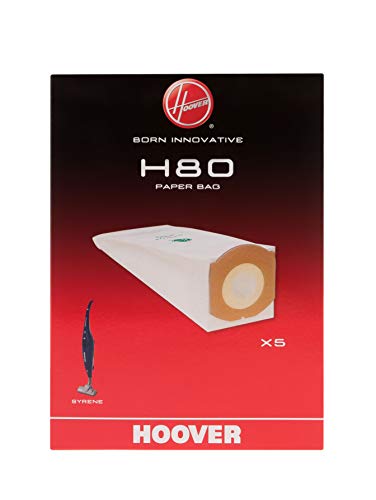 Hoover H80 Sacchetti, Originali, in Carta, Antiodore, Extra Capienti, compatibili con aspirapolvere Syrene, 5 Pezzi, Nylon, Misto