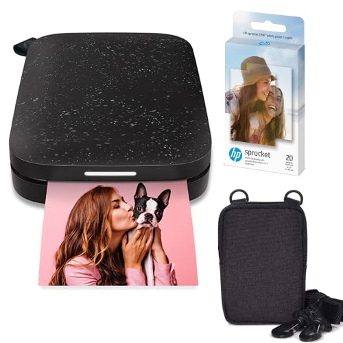 HP Sprocket Stampante fotografica istantanea portatile 2x3 pollici (Nero) Zink Pacchetto di Carta