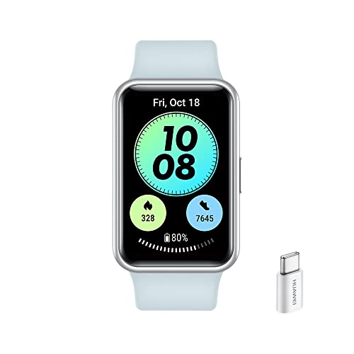 HUAWEI Watch Fit Smartwatch con Adattatore AP52, Display Amoled da 1.64 , 97 Modalità di Allenamento, Monitoraggio della Frequenza Cardiaca 24 7, Blu (Distilled Blue)