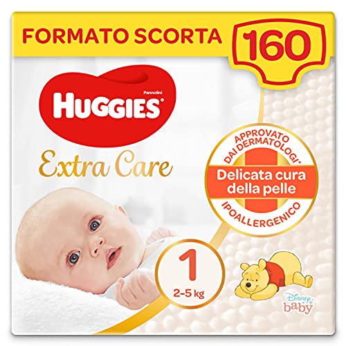 Huggies Extra Care Bebè Pannolini, Taglia 1 (2-5Kg), Confezione da...