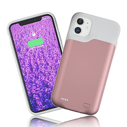 HUOBAO - Custodia Cover per iPhone 11, 5000 mAh, custodia di ricarica per iPhone, custodia protettiva portatile, batteria ricaricabile estesa per iPhone 11 (6,1 pollici) (rosa)