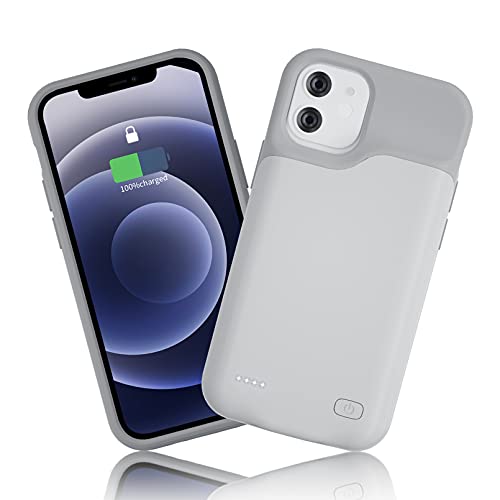 HUOBAO - Custodia Cover per iPhone 12 mini, 5000 mAh, custodia di ricarica per iPhone, custodia protettiva portatile, batteria ricaricabile estesa per iPhone 12Mini (5,4 ), colore: Bianco