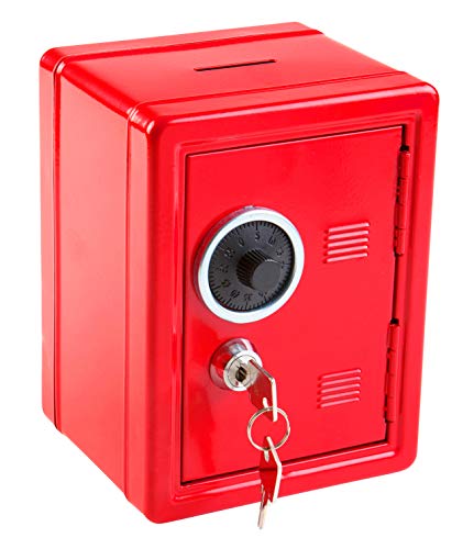 Idena 50035 - Cassaforte da 120 x 100 x 160 mm, colore rosso, 1 pezzo