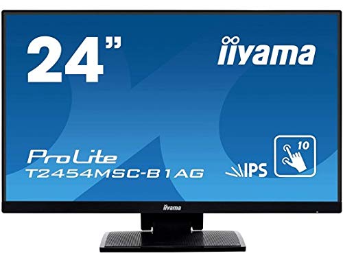 iiyama, ProLite T2454MSC-B1AG 60.5 cm, 24 Pollici, IPS LED-Monitor Full-HD 10 Punkt Multitouch Capacitivo, VGA, HDMI, USB 3.0, IPX1, Rivestimento Antiriflesso, Regolabile in Altezza, Nero