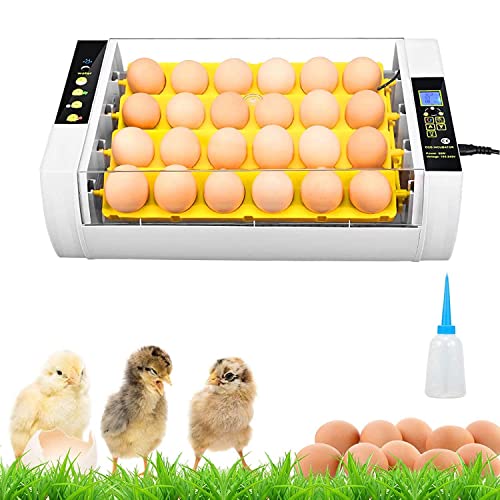 Incubatrice Automatica per 24 uova Incubatrici con Illuminazione a LED, LCD Display Digitale e Controllo della Temperatura, Incubatrice Automatica per Cova Gallina, Anatra, Quaglia